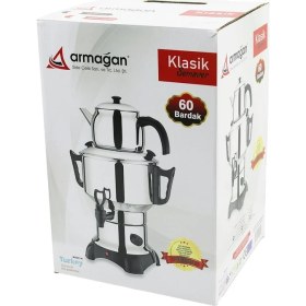 Resim Sepetopia Klasik Çay Seti=demlik - Su Kazanı Elektrikli Semaver 60 Bardak 6lt - Tek Musluk 1500W Gizli Rezis 