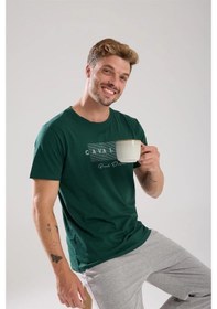 Resim Giyim Erkek Yeşil Kısa Kol Pijama Takımı Yeşil 