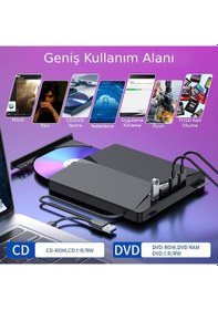Resim Valkyrie Harici Cd Dvd Rom Yazıcı Okuyucu Usb 3.0 Hub Çoğaltıcı Tf Sd Kart Okuyucu 7in1 