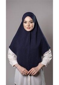 Resim Hürrem Bone Lacivert Pratik Hazır Geçmeli Tesettür Eşarp Aerobin Kumaş Çapraz Hijab 2307 02 