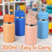 Resim 1'li Paket Emode Çift Cidarlı Termos Bardak, Sızdırmaz Kapaklı ve Kulplu - 12oz/350ml Isıtmalı Kupa, Dahili Pipet, Pastel Renkler (Mavi/Turuncu/Pembe) - BPA İçermeyen, Sıcak/Soyağır İçecekler için, Seyahat, Ofis, Okul - İdeal Noel/Şükran Günü Hediyesi, Uzay Temalı Tasarım, Dayanıklı Yapım, Yeniden Kullanılabilir Pipet Dahil, Profesyonel Bardak 