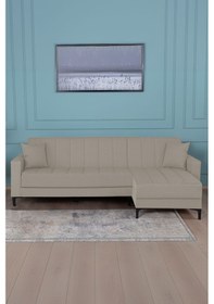 Resim Kilim Mobilya Vela Köşe Uzanmalı Yataklı Köşe Takımı Bej 