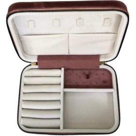 Resim Tekno Trust Ahşap Fermuarlı Deri (Ahşap Kasalı )Büyük Boy Takı, Seyahat ve Mücevher Çantası,kutusu Rose Süet(14 