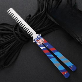 Resim Katlanabilir Metal Kelebek Saç Fırçası Paslanmaz Çelik Kıllar ve Metal Saplı 