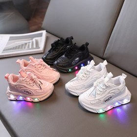 Resim Çocuklar için LED Işıklı Spor Ayakkabılar - Karanlıkta Parlayan Tabanlı, Kolay Kapanışlı, Erkek ve Kızlar İçin Yuvarlak Burun Tasarımı, Kauçuk Taban, Kumaş Üst, Koşu ve Günlük Kullanım İçin Mükemmel, Sevimli Ayakkabı 