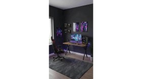 Resim Hey Modüler Mobilya 120 cm Gaming Profesyonel Oyuncu Masası Ceviz Tabla, Siyah Metal Ayaklı Hey Gaming 