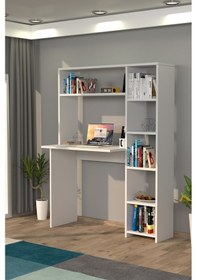 Resim Moonlife Moonlife Duru Kitaplıklı Çalışma Masası Beyaz 