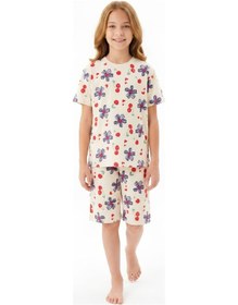 Resim Modanino Kız Çocuk %100 Pamuk Pijama Takımı 8-13 Yaş 12697ıs Ekru 