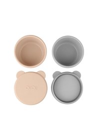 Resim Oioi 01400007 Silikon Kapaklı Mini Kase 2li Bubble Bej - Gri 