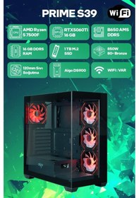 Resim Game Garaj Prime S39 R5-7500F 16 GB 1 TB SSD 16 GB RTX5060Ti Free Dos Oem Paket Masaüstü Oyuncu Bilgisayarı 
