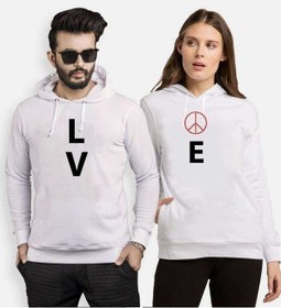 Resim Tshirthane Lo Ve Peace Sevgili Kombinleri Kapüşonlu Kombini 