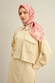 Resim Armine Soyut Desenli Saf İpek Sura Eşarp 9335d 89 Pembe 