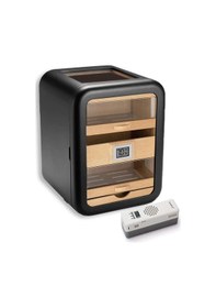 Resim Elektronik Nemlendiricili Camlı 5 Çekmeceli Puro Kutusu Humidor Skylight Siyah 