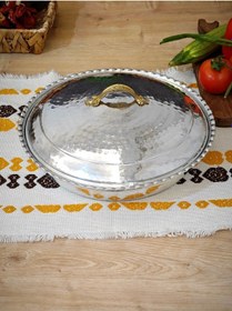 Resim Bakır Pilav Tencere El Yapımı 30 Cm Gümüş Gümüş 