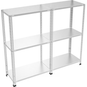 Resim Çelikrafburada 3 Katlı 2 Li Bitişik Çelik Galvaniz Arşiv Rafı Depo Rafı Kiler Rafı 43x93x150 Dx51 Kalite Gümüş 
