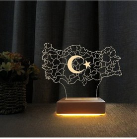 Resim Türkiye Haritası Tasarımlı 3D Gece Lambası Masa Lambası 