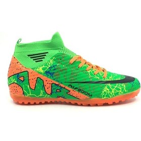 Resim Taşpınar Laliga Erkek Günlük Halı Saha Krampon Çoraplı Spor Ayakkabı 36-45 Yeşil Turuncu Yeşil - Turuncu 