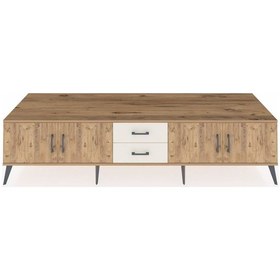 Resim Kronos Tv Ünitesi 2 Raflı 2 Çekmeceli 4 Kapaklı 220x59x51 Çam-çam/aytaşı Atlas Çam/aytası - Atlas Çam 