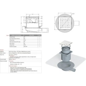 Resim MaxiFlow Izoleli Fileli Paslanmaz Yer Sifonu Yükseklik Ayarlı Süzgeç 10*10 Q70 