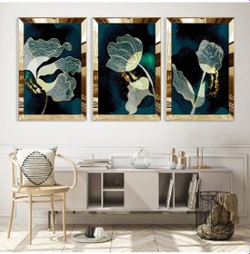 Resim Bitki Soyut Desen Gümüş Pleksi Kenar Mdf Tablo 