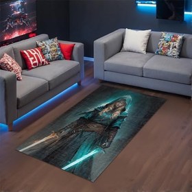 Resim Astic Kadife Oyuncu Odası Halısı Kaymaz Pamuk Tabanlı Yıkanabilir Antibakteriyel Gamer, Gaming Halısı 200x300 