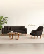 Resim Velura Home & Living Lara Koltuk Takımı & Oturma Grubu - Koyu Ceviz (3+3+1+1) 