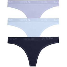 Resim Suwen 3'lü Pamuklu String Külot St004560256 - Leylak - Lacivert - Mavi Çok Renkli 