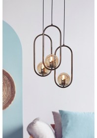 Resim Luzarana Zenga 3 Lü Eskitme Metal Gövde Bal Rengi Camlı Tasarım Lüx A... Çok Renkli 