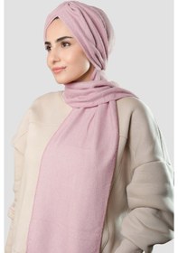 Resim Hürrem Bone Pudra Kışlık Kendinden Atkılı Peluş Tesettür Bone Jakar Düz 2329 06 Pudra 