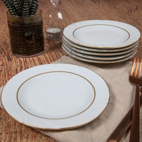 Resim GÜRAL PORSELEN Soprano 6 Adet 16 cm Tatlı Tabağı Mat Altın Yaldız 23 