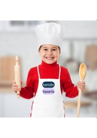 Resim Kişiye Özel Tasarlanabilir Mutfak Önlüğü Yetişkin & Çocuk Model Seçenekleri Beyaz 