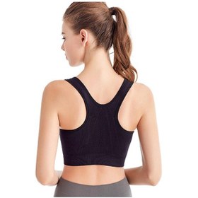 Resim Gri Ön Fermuarlı Spor Sutyeni Profesyonel Darbeye Dayanıklı Nefes Alabilen Hiçbir Çelik Halka Koşu Atleti Yoga Spor İç Çamaşırı Kadın Gri 