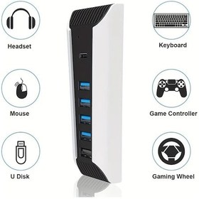 Resim Cloud011 Ps5 İçin Usb Hızlı Şarj Hub 4 Usb 1 Type C Port Beyaz 