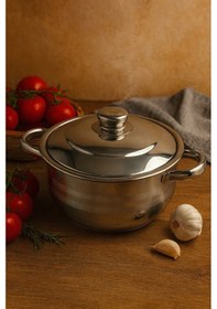 Resim Baron 20 Cm Paslanmaz Çelik Derin Tencere Derin Çelik Yemek Tenceresi-60 Gümüş 