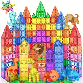 Resim Manyetik Yapı Taşları Oyuncak Seti, Hayvan Dinozor Manyetik Parçalarla Çocuklar İçin Tasarım ve İnşaat Yapmak İçin Uygun, Erkekler ve Kızlar İçin Tatiller ve Doğum Günleri İçin Mükemmel Hediye. 