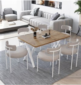 Resim Avvio Larina Beyaz Teddy Sandalye 80x140 Yemek Masası Mutfak Masası 6 Kişilik Masa Sandalye Takımı Akça Avvio3690 