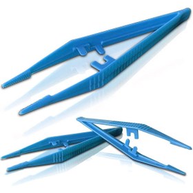 Resim Zürih Ticaret Penset 13 cm Plastik Mavi - Küt Uçlu Dişli Düz Cımbız - 100 Adet Toptan Set 