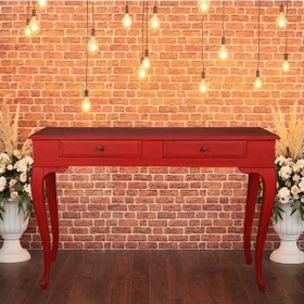 Resim Roys Ahşap 120 Cm Çekmeceli Kırmızı Eskitme Dresuar Kırmızı 