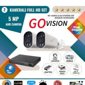 Resim Go Vision 2'li 5MP AHD Kamera Seti – Full Color, 360mm Lensli, Gece Görüşlü Güvenlik Sistemi 