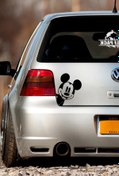 Resim STİCKERCI BEY Yandan Bakan Mickey Bagajdan Bakan Adam Sticker Etiket Folyo Kesim Kaplama Modifiye Aksesuarı 