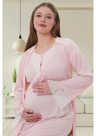 Resim Mecit Pijama Mecit 6204 Bayan Pembe Hamile Lohusa Sabahlık Gecelik Takım 