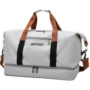 Resim Novahub Büyük Kapasiteli Spor Çantası - Küçükboy Omuz Ve El Taşımalı, Islak Ve Kuru Bölmeli, Seyahat Ve Spor İçin Açık Gri Açık Gri 