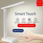 Resim 1 adet Akıllı Dokunmatik LED Masa Lambası, 3 Seviyeli Kısılabilir Masaüstü Okuma Işığı, Göz Korumalı, Ayarlanabilir Kol, İç Mekan Kullanımı, USB Güçlü, Paslanmaya Dayanıklı, Kablo Dahil 