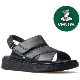 Resim Venüs Axiz Hakiki Deri Comfort Ortopedik Kadın Sandalet Siyah 