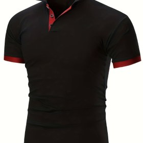 Resim Nefes Alabilen Düzenli Kesim Golf Gömleği, Erkekler için Yaz için Rahat V-Yaka T-Shirt Kısa Kollu, Erkek Giyim 