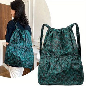 Resim Kadın Çiçekli Kordonlu Sırt Çantası, Büyük Kapasiteli Naylon Omuz Çantası, Klasik Stil, El Yıkamalı, Kurutulamaz, Kırmızı/Siyah/Mavi, Polyester Astar, Süsleme Yok, Tema Yok, Özel Özellik Yok, Sabit Askılar, Kordonlu Kapatma 