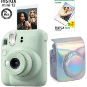 Resim Fujifilm Instax Mini 12 Yeşil Fotoğraf Makinesi-20'li Film ve Parlak Kılıf Seti 