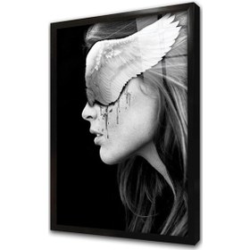 Resim Kanat Maskeli Kadın Çerçeveli Cam Tablo-171969 