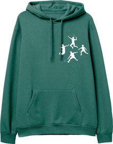 Resim Badminton Baskılı Yeşil Hoodie 