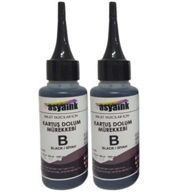 Resim Asyaink Epson L382,l386,l550,l3050 Uyumlu Siyah Mürekkep 2x100ml 